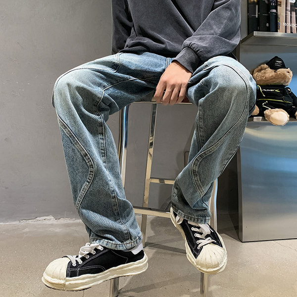 Vyriški džinsai su užtrauktuku ir kišenėmis