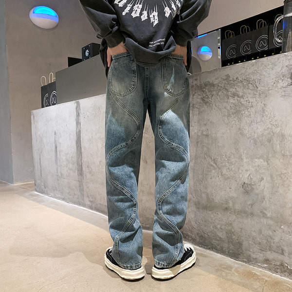 Vyriški džinsai su užtrauktuku ir kišenėmis