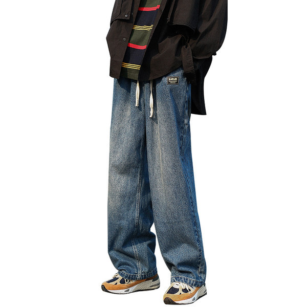 Ανδρικό τζιν με κορδόνια και λογότυπο