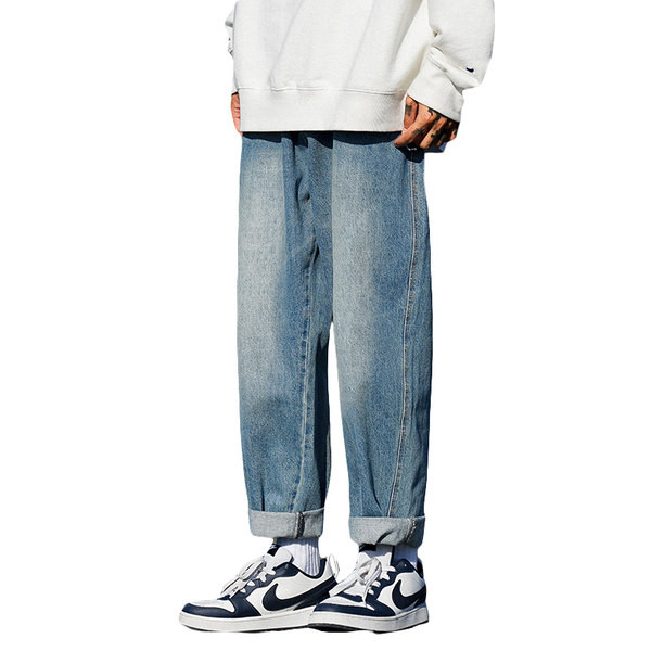 Kelių spalvų vyriški laisvi džinsai su kišene