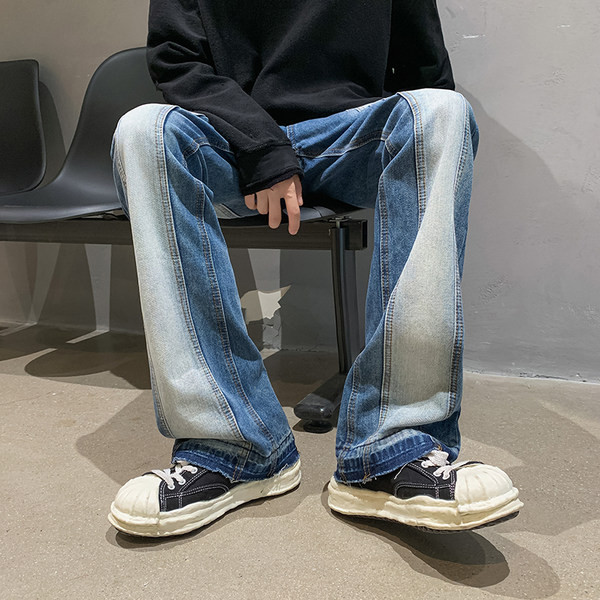 Modern, széles szárú férfi farmernadrág