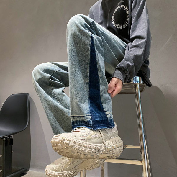 Meeste vabaaja teksad õmbluste ja rebenenud efektiga