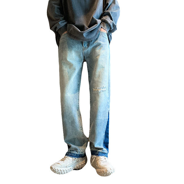 Meeste vabaaja teksad õmbluste ja rebenenud efektiga