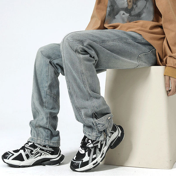 Ανδρικό τζιν με φερμουάρ στα πόδια, νέο μοντέλο