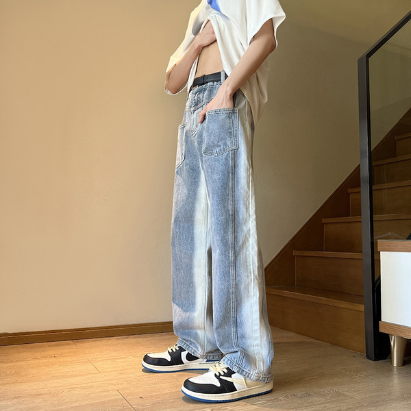 Ανδρικό τζιν με ψηλή μέση και τσέπη