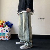 Vyriški modernūs džinsai su kišenėmis ir užtrauktuku