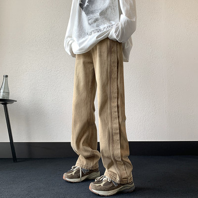 Vyriški modernūs džinsai su kišenėmis ir užtrauktuku