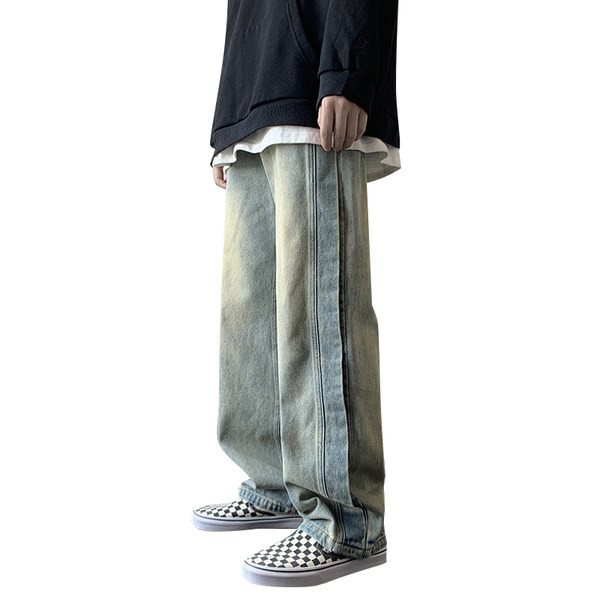 Vyriški modernūs džinsai su kišenėmis ir užtrauktuku