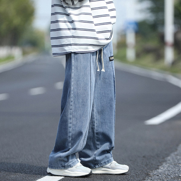 Zsebes férfi széles modell farmernadrág