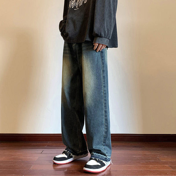 Ανδρικό φαρδύ τζιν ίσιο μοντέλο με τσέπη