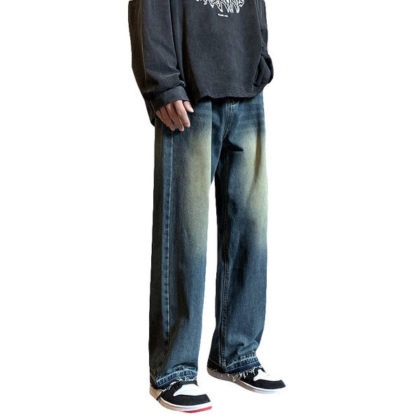 Ανδρικό φαρδύ τζιν ίσιο μοντέλο με τσέπη