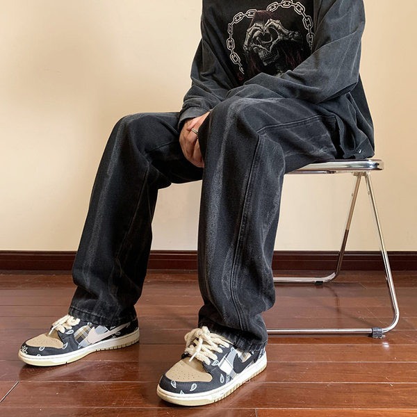 Egyszínű férfi alkalmi farmernadrág