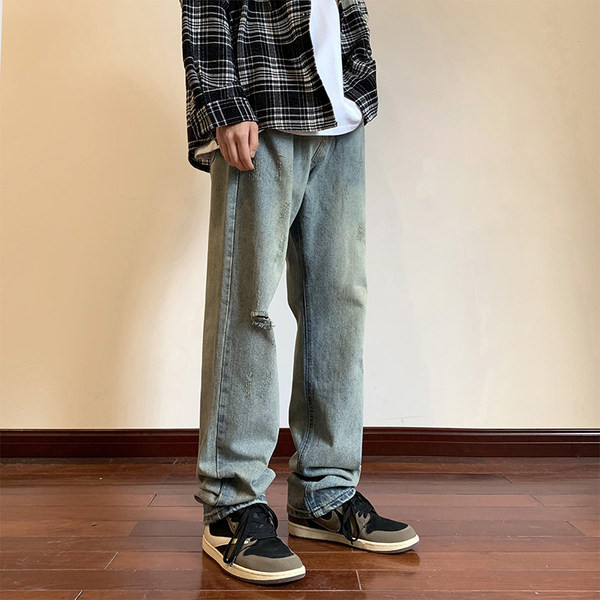 Ανδρικό τζιν casual με τσέπη