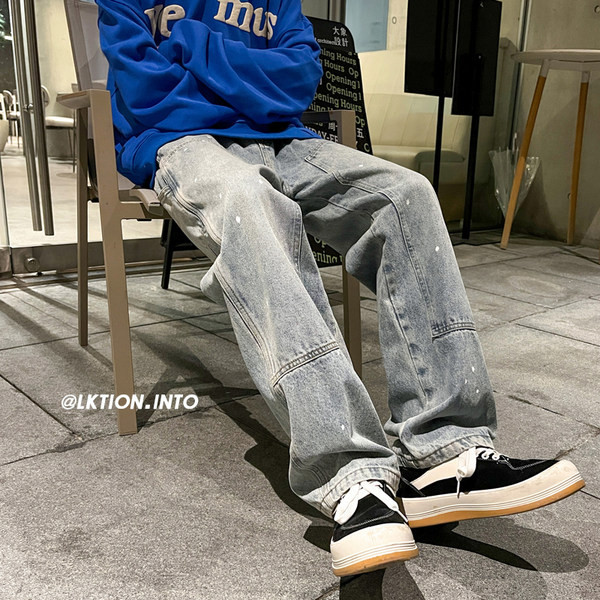 Pöttyös férfi farmernadrág zsebbel