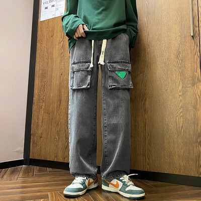 Divatos férfi farmernadrág fűzős elülső zsebekkel