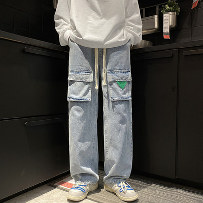 Divatos férfi farmernadrág fűzős elülső zsebekkel