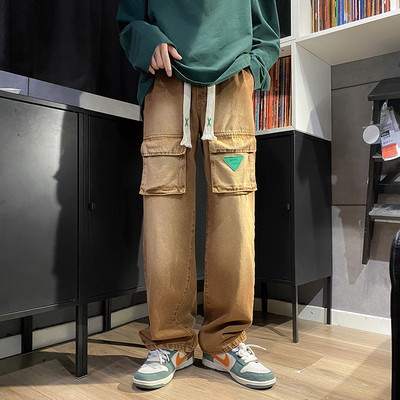 Divatos férfi farmernadrág fűzős elülső zsebekkel