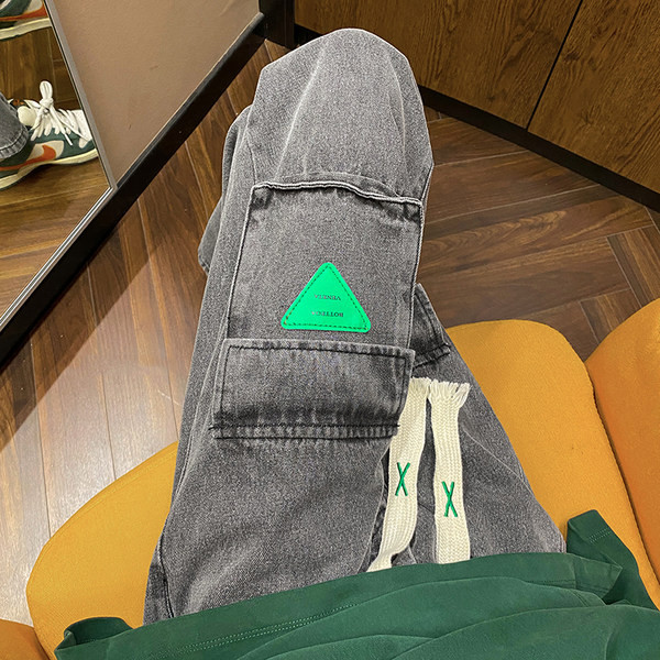 Divatos férfi farmernadrág fűzős elülső zsebekkel