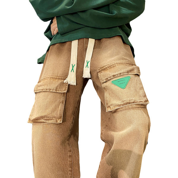 Divatos férfi farmernadrág fűzős elülső zsebekkel