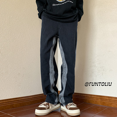 Musta värvi taskuga vabaaja teksad meeste jaoks