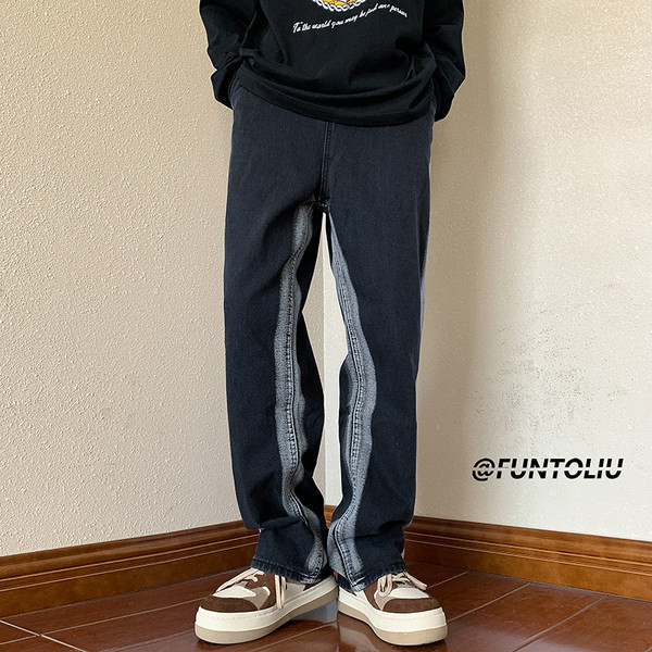 Musta värvi taskuga vabaaja teksad meeste jaoks