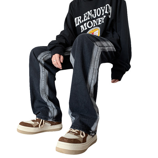 Musta värvi taskuga vabaaja teksad meeste jaoks