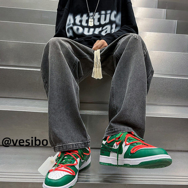 Széles szárú egyszínű farmer fűzővel férfiaknak