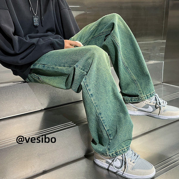 Széles szárú egyszínű farmer fűzővel férfiaknak