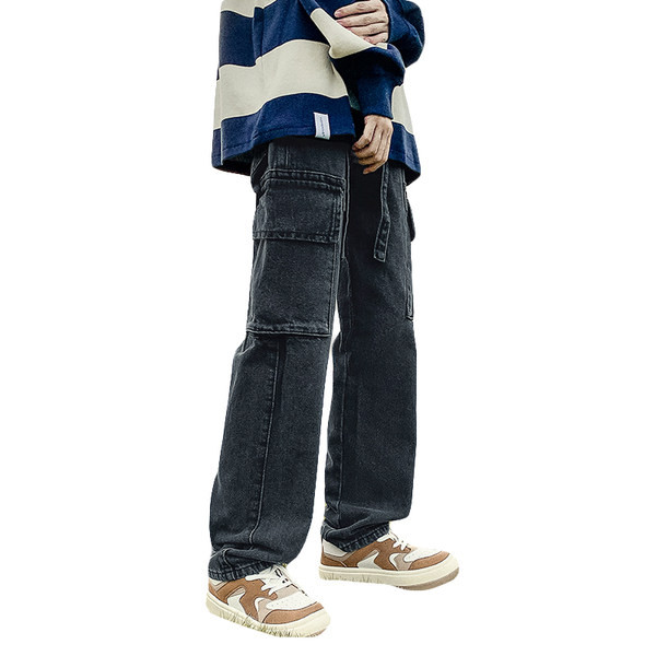 Dviejų spalvų vyriški džinsai su kišene