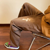 Férfi farmer két színű széles mintás kereszttel