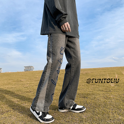 Férfi farmer 3D nyomtatással és zsebbel