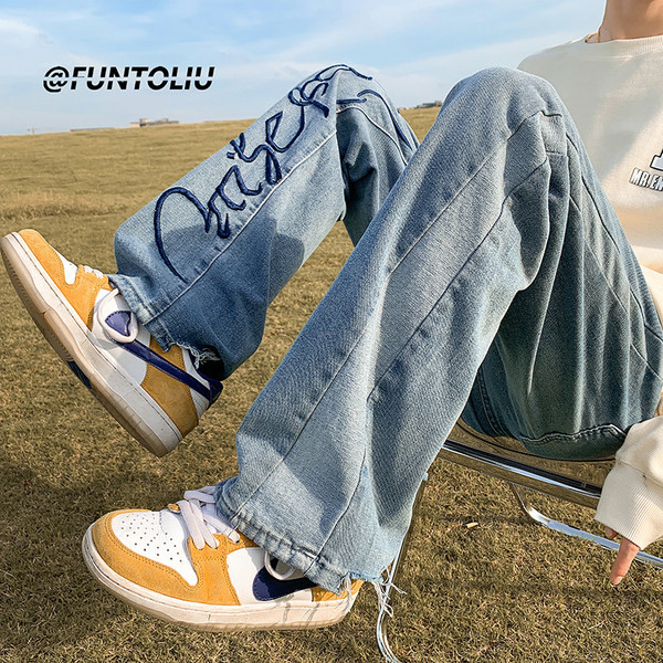 Vyriški džinsai su 3D spauda ir kišenėmis