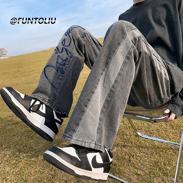 Vyriški džinsai su 3D spauda ir kišenėmis