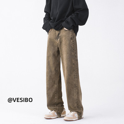 Laiade sääredega meeste teksapükste retro mudel