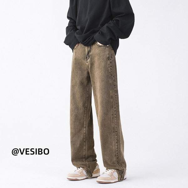 Laiade sääredega meeste teksapükste retro mudel