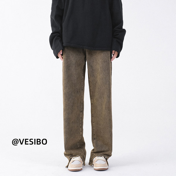 Laiade sääredega meeste teksapükste retro mudel