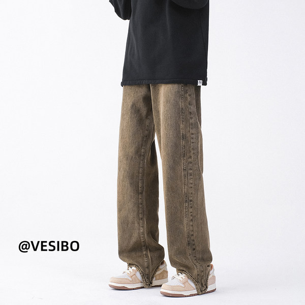 Laiade sääredega meeste teksapükste retro mudel