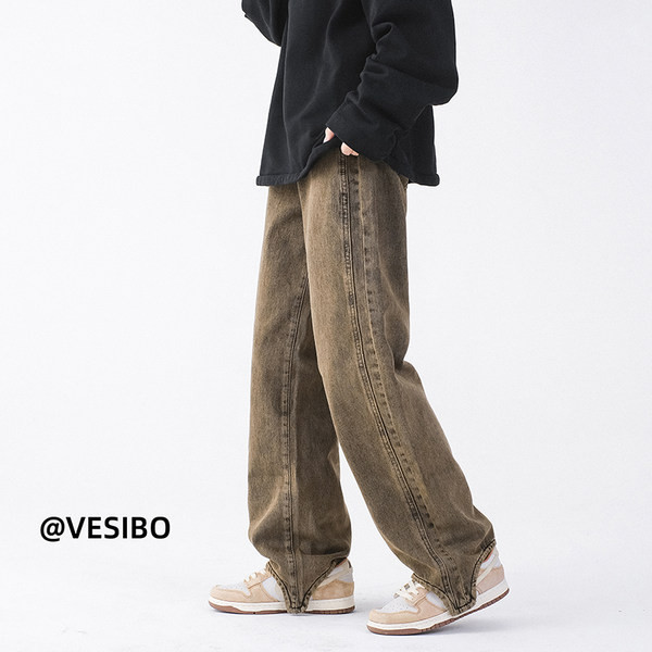 Laiade sääredega meeste teksapükste retro mudel