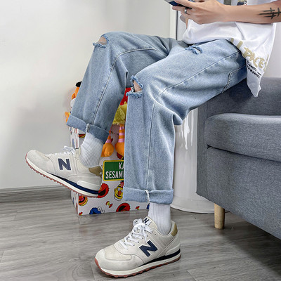 Ανδρικό τζιν με φερμουάρ και τσέπη