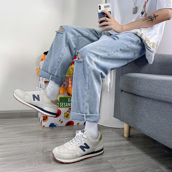 Ανδρικό τζιν με φερμουάρ και τσέπη