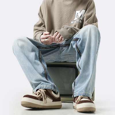 Alkalmi férfi farmer több színben, oldalsó cipzárral