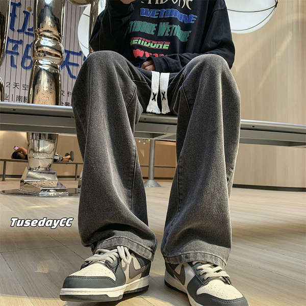 Ανδρικό τζιν φαρδύ με κορδόνια