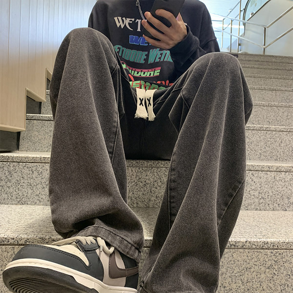 Ανδρικό τζιν φαρδύ με κορδόνια