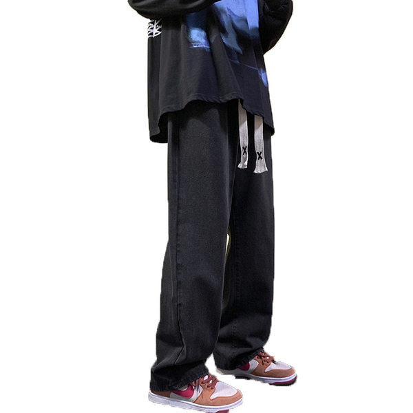 Ανδρικό τζιν φαρδύ με κορδόνια