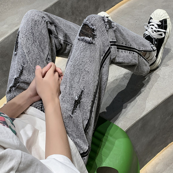 Stiilsed meeste teksad küljetõmbluku ja rebitud motiividega