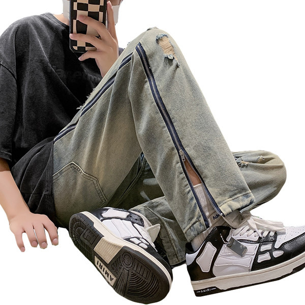 Stiilsed meeste teksad küljetõmbluku ja rebitud motiividega