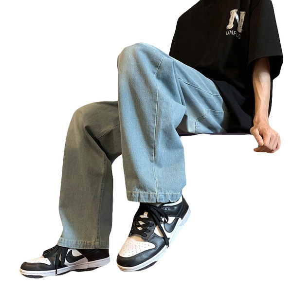 Ανδρικό casual τζιν με φαρδύ σχέδιο τσέπες