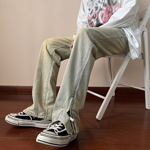 Új modell férfi farmer nadrág gombbal és cipzárral