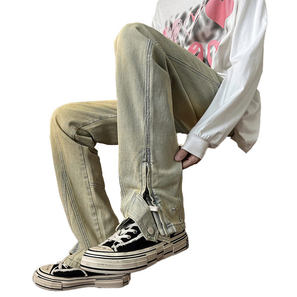 Új modell férfi farmer nadrág gombbal és cipzárral