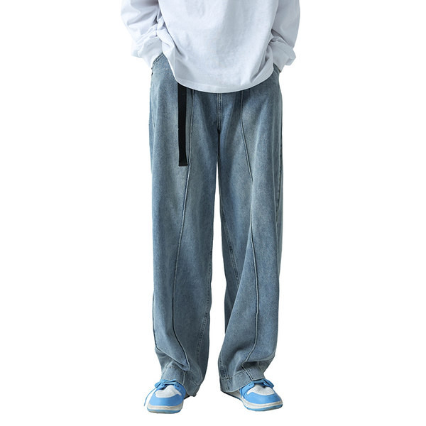 Ανδρικό κομψό τζιν με φαρδιά μπατζάκια και τσέπη